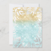 Blauw Oceaan Goud Glitter Ombre Bloem Wit Glitter Kaart (Achterkant)