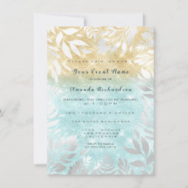 Blauw Oceaan Goud Glitter Ombre Bloemrijk Wit Glit Kaart