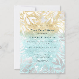 Blauw Oceaan Goud Glitter Ombre Bloemrijk Wit Glit Kaart