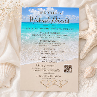 Blauw Oceaan Strand Bruiloftsweekend Details Kaart