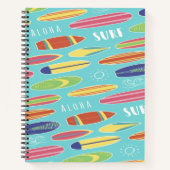 Blauw Oceaan Surfplank Spiraal Notitieboek (Voorkant)