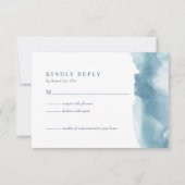 Blauw Oceaanaquarel Bruiloft RSVP Kaart (Voorkant)