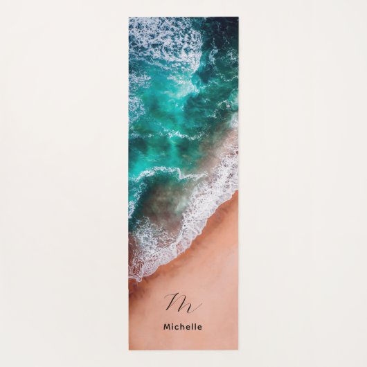 Blauw oceaanstrand Monogram Yoga Mat (Achterkant)