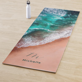 Blauw oceaanstrand Monogram Yoga Mat