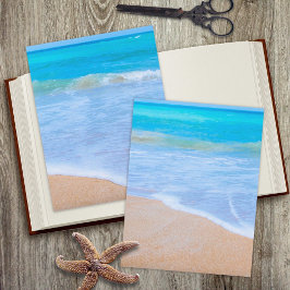 Blauw Oceaanwater Strand Zand Scrapbook Papier