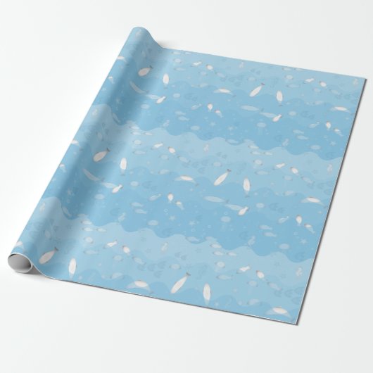 Blauw Ocean Wrapping Paper Cadeaupapier (Uitgerold)