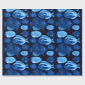 Blauw Oceanrif Vissen Patroon Aquarel Cadeaupapier (Vlak)