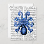  blauw octopus 1 onderzijde briefkaart (Voorkant / Achterkant)
