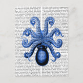  blauw octopus 1 onderzijde briefkaart (Voorkant)