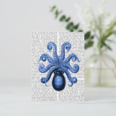  blauw octopus 1 onderzijde briefkaart (Staand voorkant)