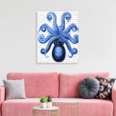 blauw octopus 1 onderzijde canvas afdruk (Insitu (Woonkamer))