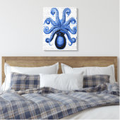 blauw octopus 1 onderzijde canvas afdruk (Insitu (Slaapkamer))