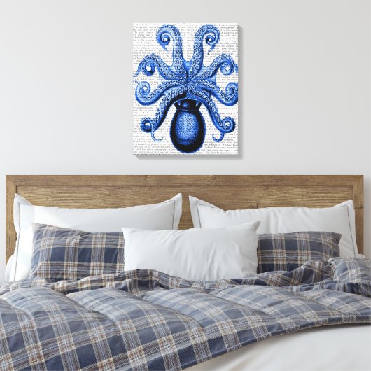 blauw octopus 1 onderzijde canvas afdruk (Insitu (Slaapkamer))