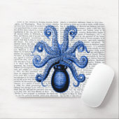 blauw octopus 1 onderzijde muismat (Met muis)
