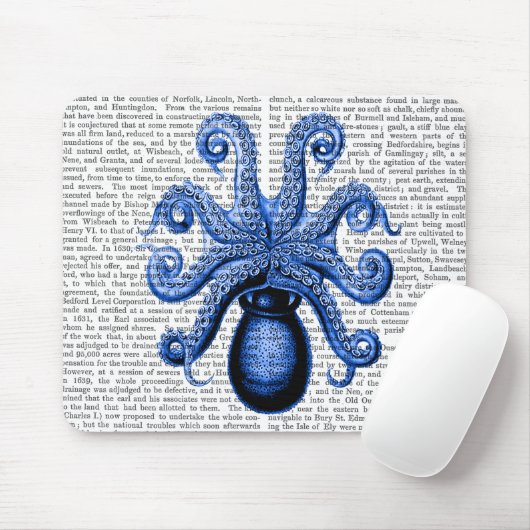 blauw octopus 1 onderzijde muismat (Met muis)