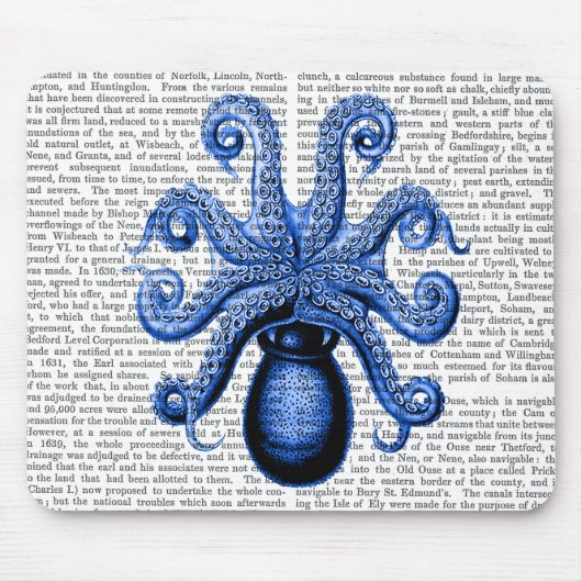 blauw octopus 1 onderzijde muismat (Voorkant)