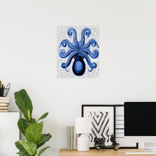 blauw octopus 1 onderzijde poster (Thuiskantoor)