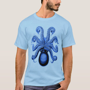 blauw octopus 1 onderzijde t-shirt