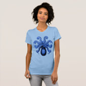  blauw octopus 1 onderzijde t-shirt (Voorkant volledig)