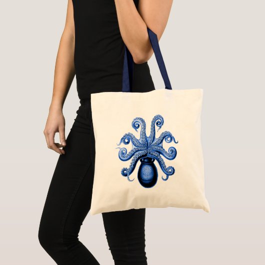 blauw octopus 1 onderzijde tote bag (Voorkant (product))