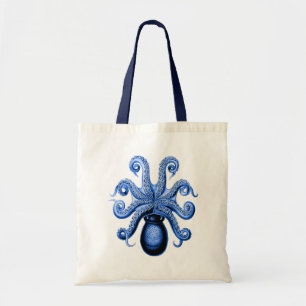 blauw octopus 1 onderzijde tote bag
