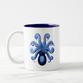  blauw octopus 1 onderzijde tweekleurige koffiemok (Links)