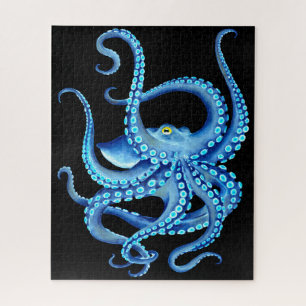 Blauw Octopus Black Legpuzzel