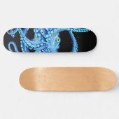 Blauw Octopus Black Persoonlijk Skateboard (Horizontaal)