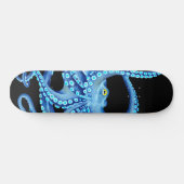 Blauw Octopus Black Persoonlijk Skateboard (Horizontaal)