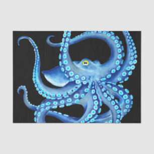 Blauw Octopus Black Tissuepapier