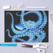 Blauw Octopus Black Tissuepapier (Craft)