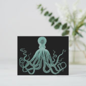 Blauw Octopus Briefkaart (Staand voorkant)