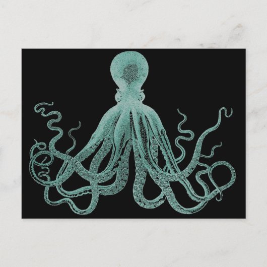 Blauw Octopus Briefkaart (Voorkant)