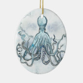 Blauw octopus Circle Ornament (Rechts)