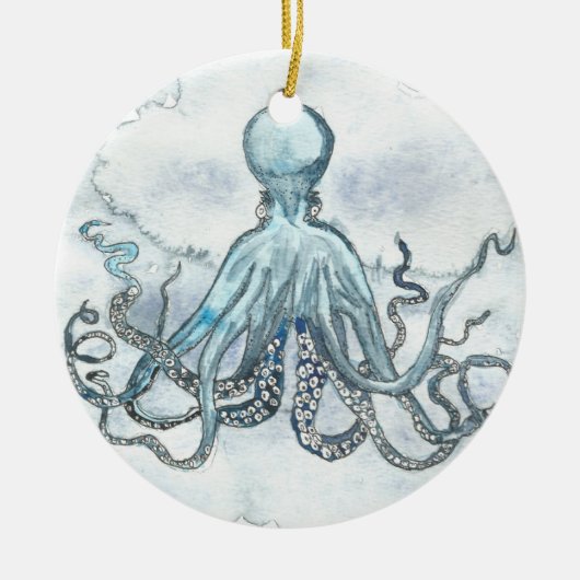 Blauw octopus Circle Ornament (Voorkant)