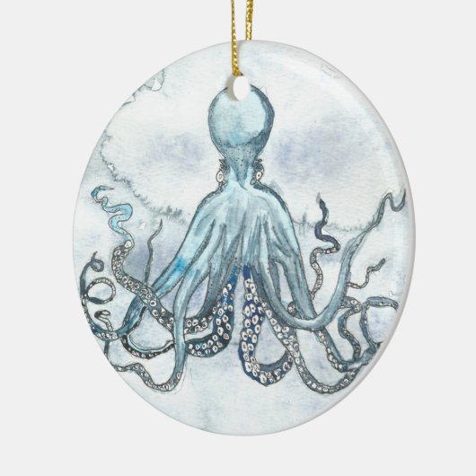 Blauw octopus Circle Ornament (Links)