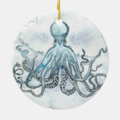 Blauw octopus Circle Ornament (Achterkant)