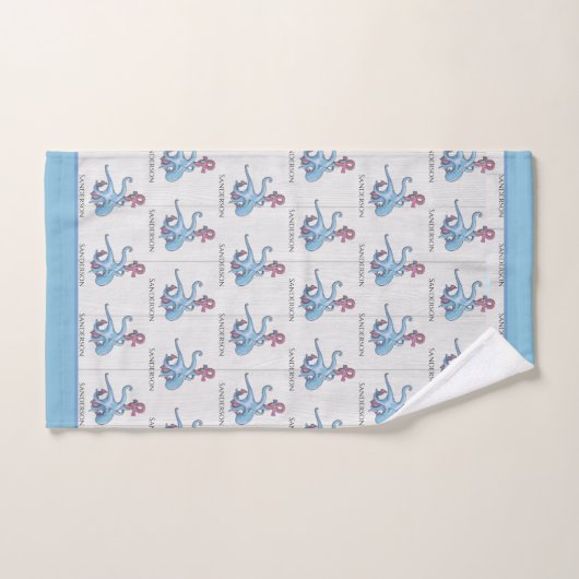 Blauw Octopus Coastal White Wood Nautal Bad Handdoek (Handdoek)