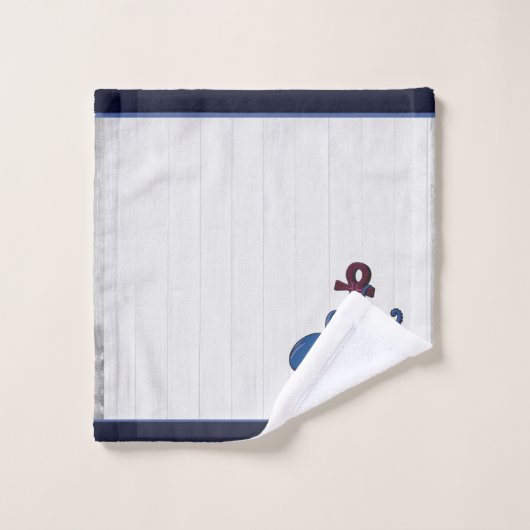 Blauw octopus Coastal White Wood Nautal Bath to Bad Handdoek (Wasdoekje)