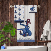 Blauw octopus Coastal White Wood Nautal Bath to Bad Handdoek