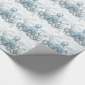 Blauw octopus glanzend omslagpapier, 30 x 6 inch cadeaupapier (Hoek)
