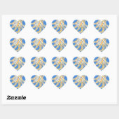 Blauw Octopus Glas in lood Hart Sticker (Vel)