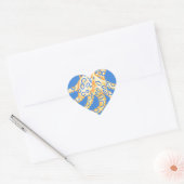 Blauw Octopus Glas in lood Hart Sticker (Envelop)