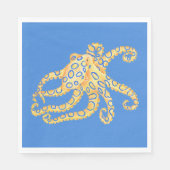 Blauw Octopus Glas in lood Servetten (Voorkant)