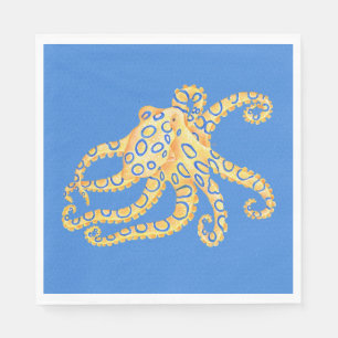 Blauw Octopus Glas in lood Servetten