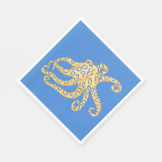 Blauw Octopus Glas in lood Servetten (Hoek)