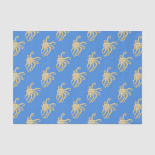 Blauw Octopus Glas in lood Tissuepapier