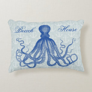 Blauw Octopus met Anchors Gepersonaliseerd Accent Kussen