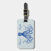  Blauw Octopus met Anchors Gepersonaliseerd Bagagelabel (Voorkant verticaal)