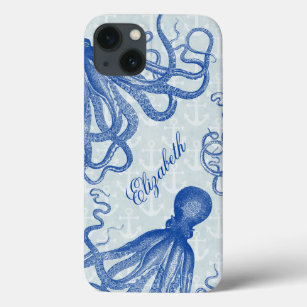  Blauw Octopus met Anchors Gepersonaliseerd Case-Mate iPhone Case